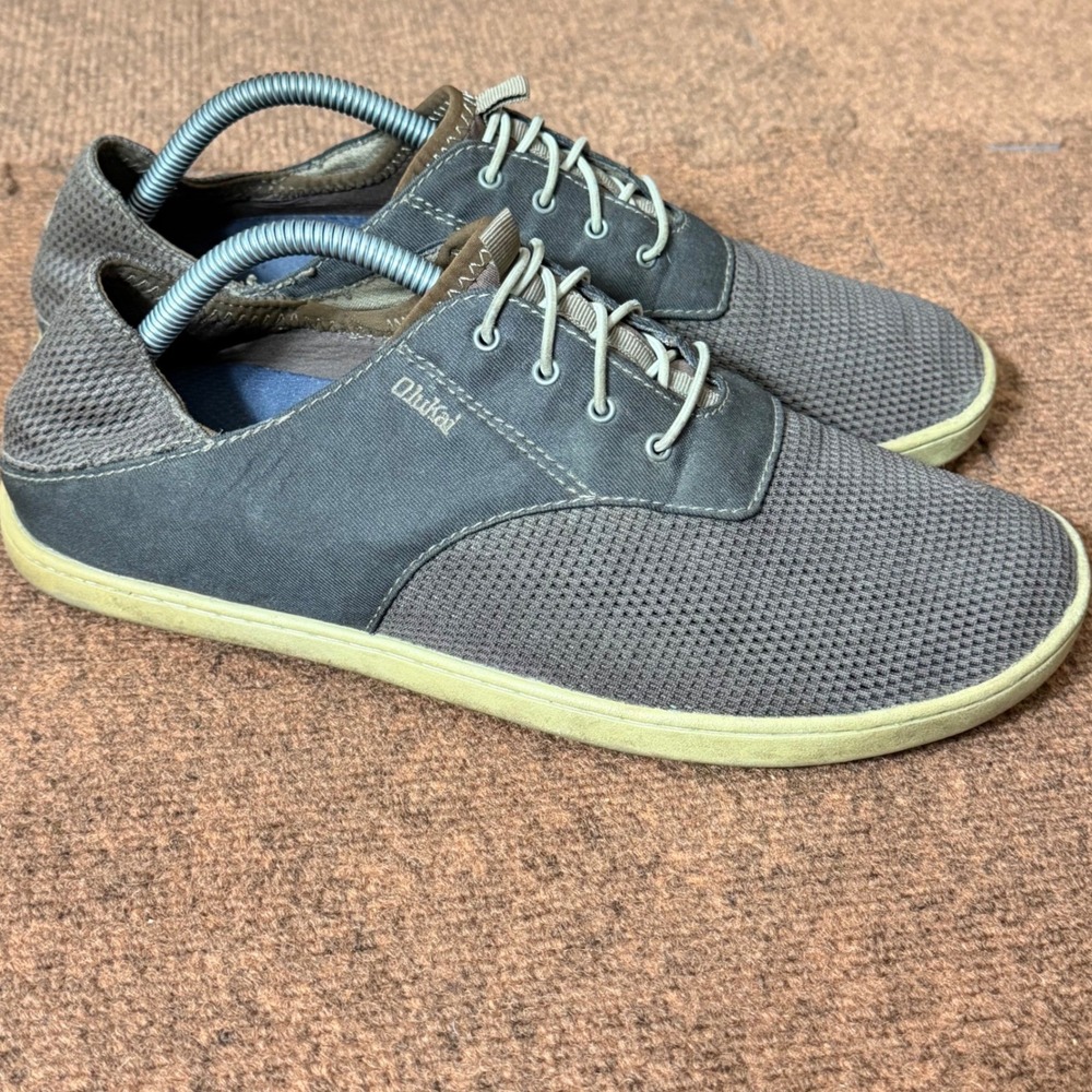 OluKai Nohea Moku Mens 10 Gray Mesh Water Ready Boat Shoes Sneakers Drop-In Heel